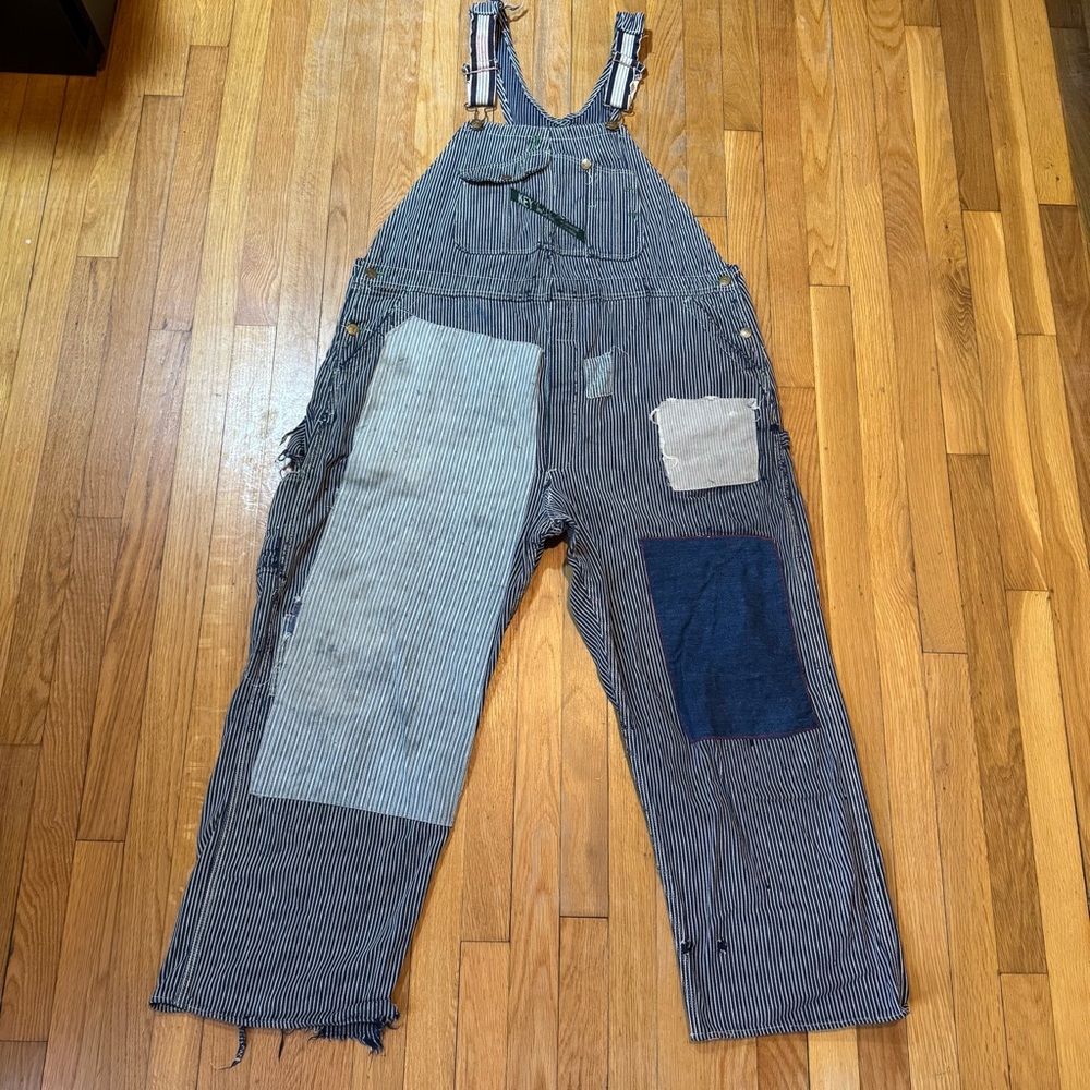 Vintage Key Distressed Patchwork Overalls - image 1